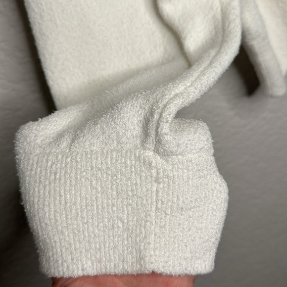 Vince Cotton Blend Bouclé Sweater Terry White Ivory Size Small - Picture 8 of 8